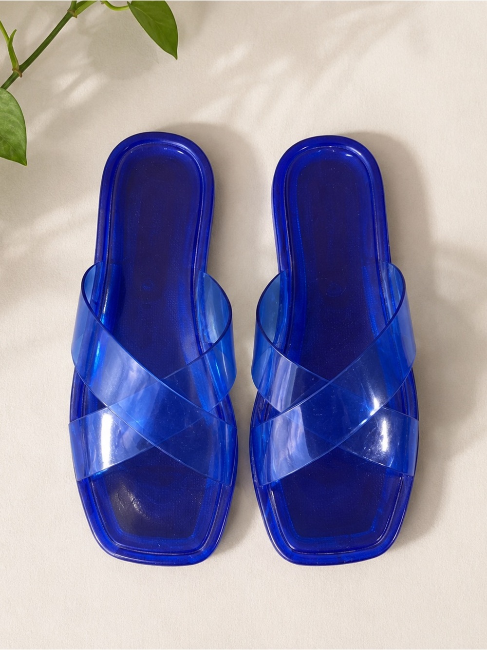 Clear Blue Jelly Slide Sandals, Joe Fresh